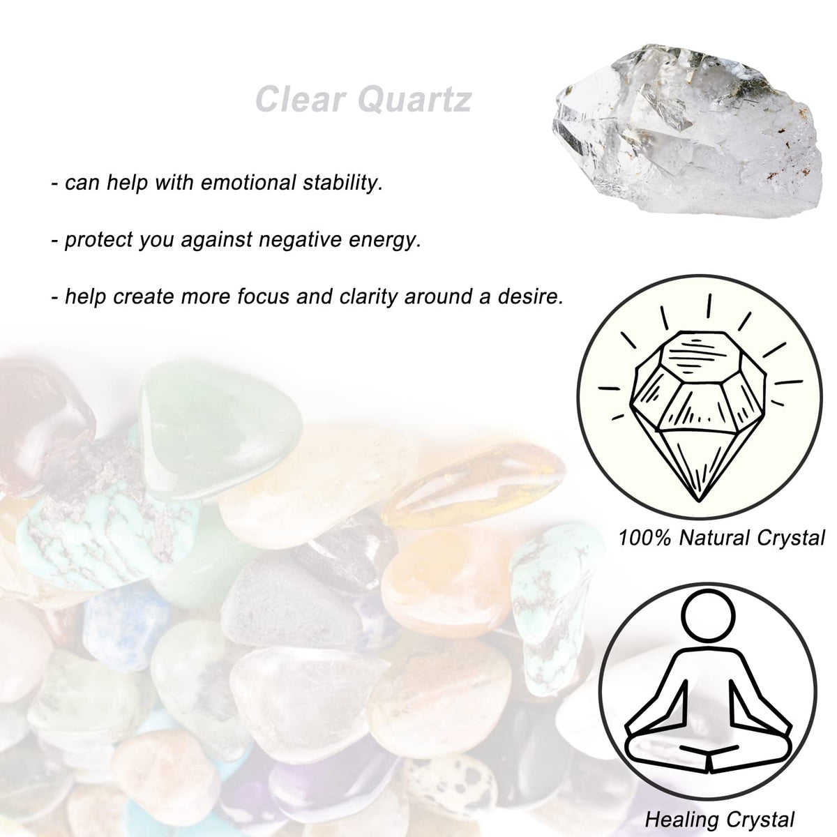 Clear Quartz Raw Crystals, Large 1.25-2.0" Healing Crystals Natural Rough Stones Crystal for Tumbling, Cabbing, Fountain Rocks, Decoration, Polishing, Wire Wrapping, Wicca & Reiki