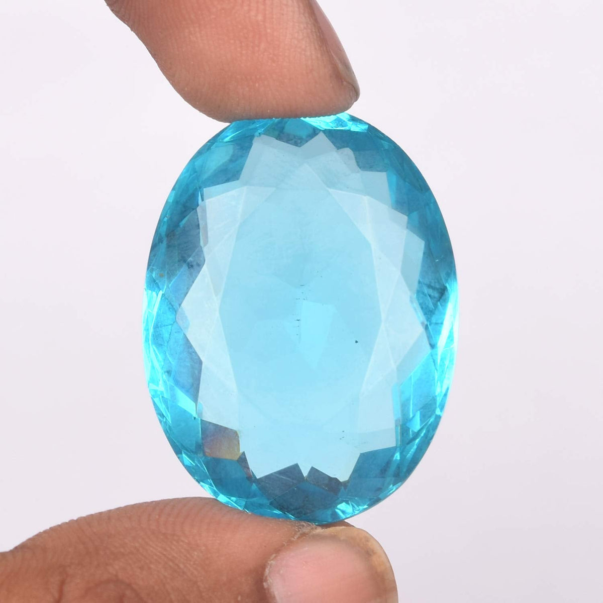GEMHUB Loose Gemstones Beads for Jewelry Making 90.50CT Swiss Blue Topaz Oval Shaped Beads for Bracelets