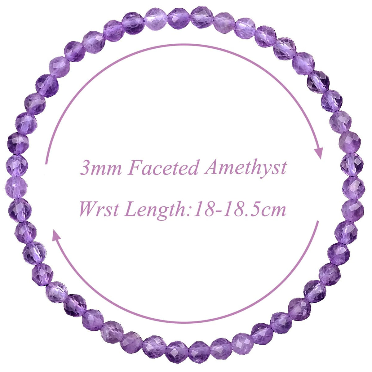 MASSIVE BEADS Natural Genuine Gemstone Beads Healing Crystal Chakra Reiki Jewelry Faceted Round Beads Bracelets (Amethyst, 3mm)