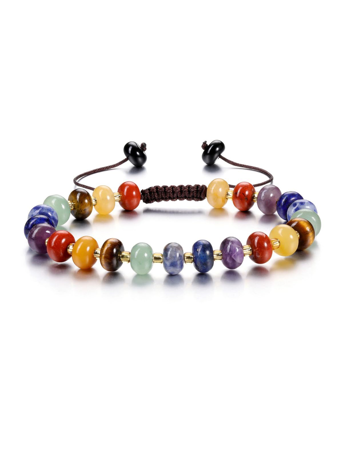 Jovivi 7 Chakra Gemstone Beaded Bracelets for Women Colorful Natural Healing Crystals Stone Bead Bracelet Adjustable Macrame Handmade Surfer Beach Summer Jewelry Gifts