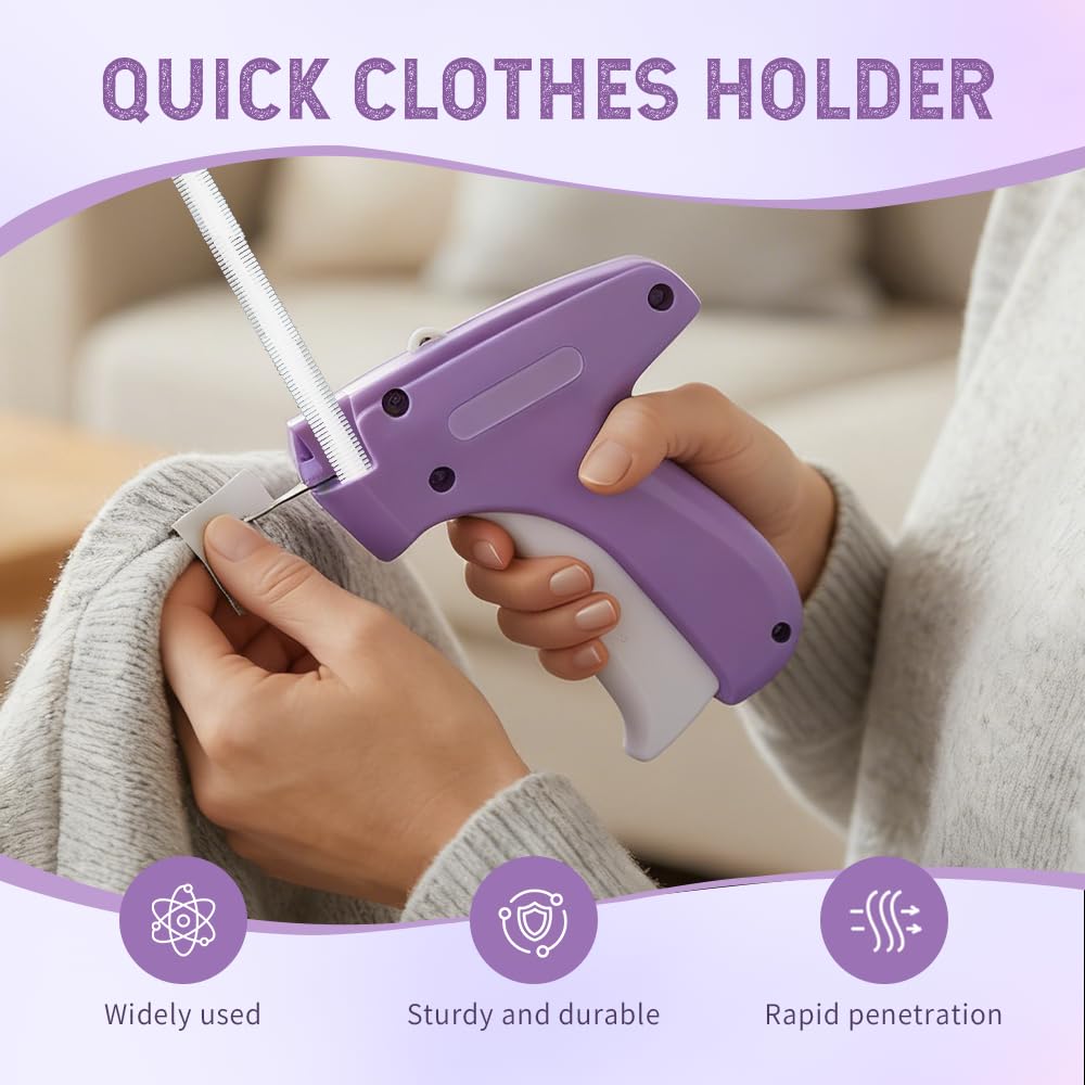 Stitch Gun for Clothes, Quick ClothingFixer & Portable Garment Repair Tool,Mini Stitch Gun Kit with 6 StainlessSteel Needles & 1000 Fastenersfor Fabric, DIY Sewing (Purple)
