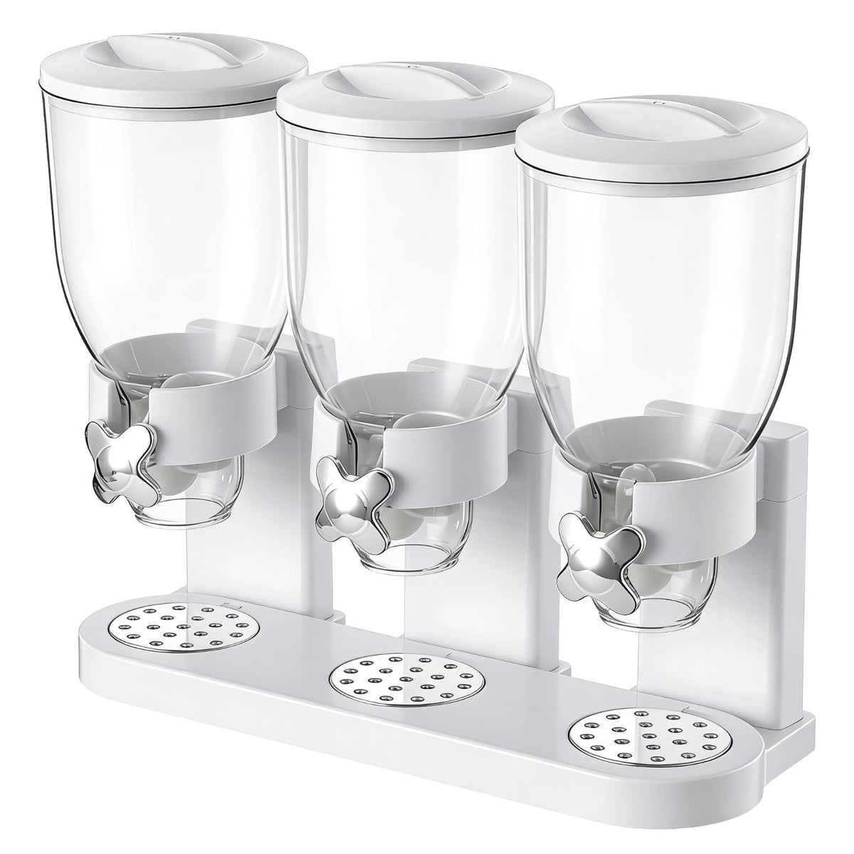 Cereal Dispenser Countertop, 3 Pack 2L/67oz Cereal Dispenser, Airtight Cereal Containers Storage, Rotating White Plastic Dry Food Dispenser, Rice Dispenser, Candy Dispenser for Cereal, Coffee Beans