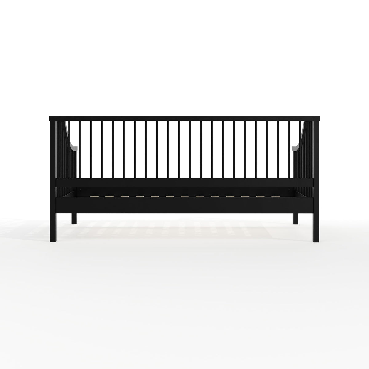 Martha Stewart Neely Platform Daybed with Wood Spindles, Solid Wood Frame, No Box Spring Needed, Twin Size, Black