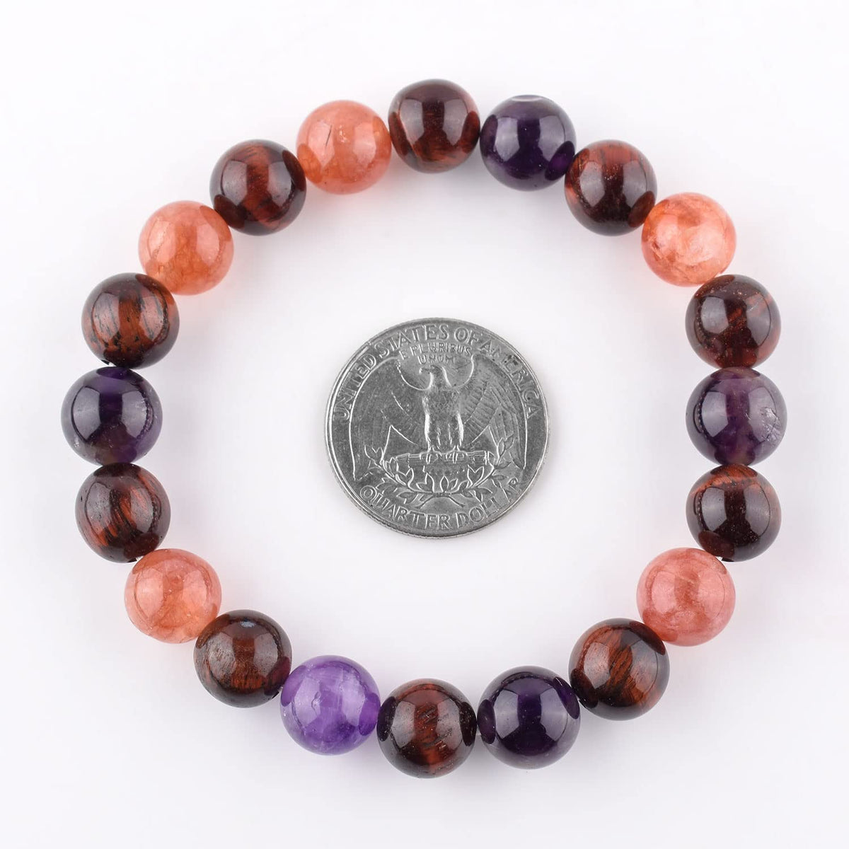 InfinityGemsArt Triple Stone Ultimate Bracelet Unisex Stretchable Natural Gemstone Beads Men-Women Jewelry, Birthstone Healing Chakra, Yoga Balancing Reiki (Sunstone+Amethyst+Tiger Eye)