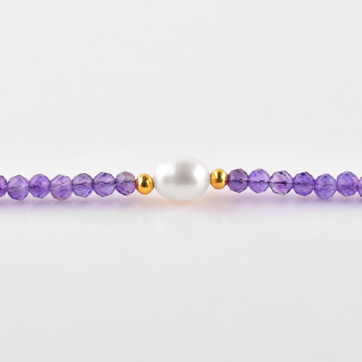 InfinityGemsArt Amethyst Bracelets For Women, February Birthstone Natural Purple Stone, Chakra Healing Crystal Freshwater Pearl Beaded Minimalist Lightweight Everyday Wear Jewelry, Gold Plated Chain 8 Inch