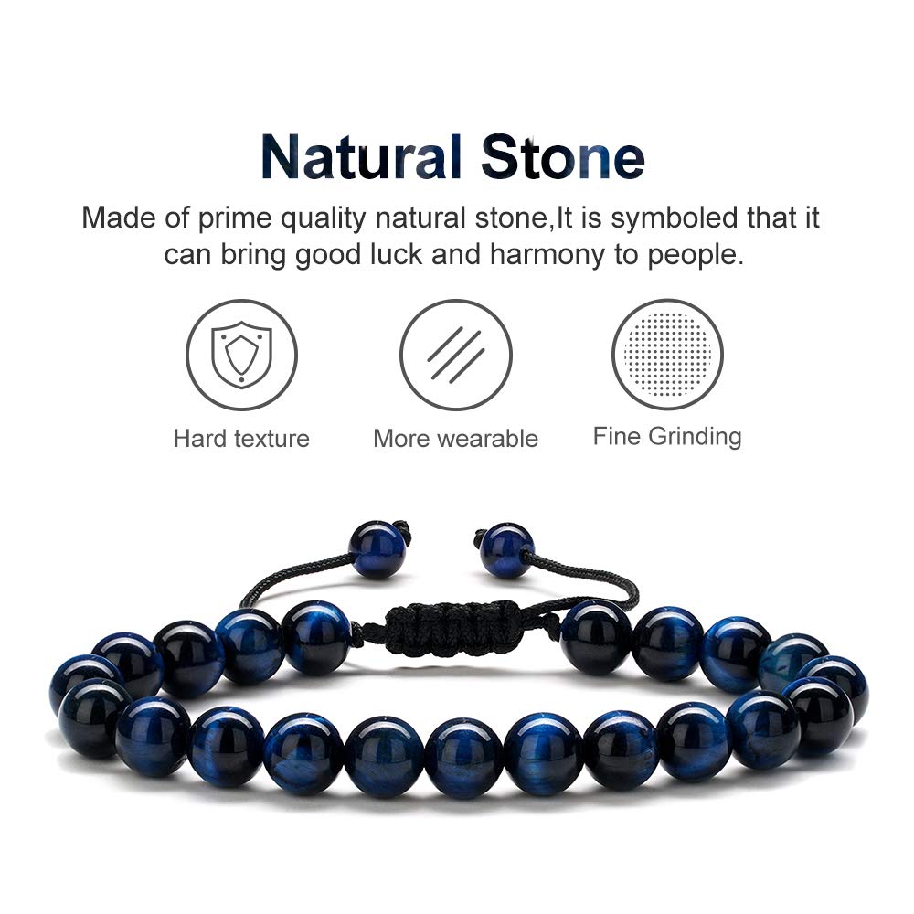 M MOOHAM Unique Gifts for Men Bracelets - Lava Rock Tiger Eye Bracelets Men Who Want Nothing Birthday Gifts for Boyfriend Teen Boys