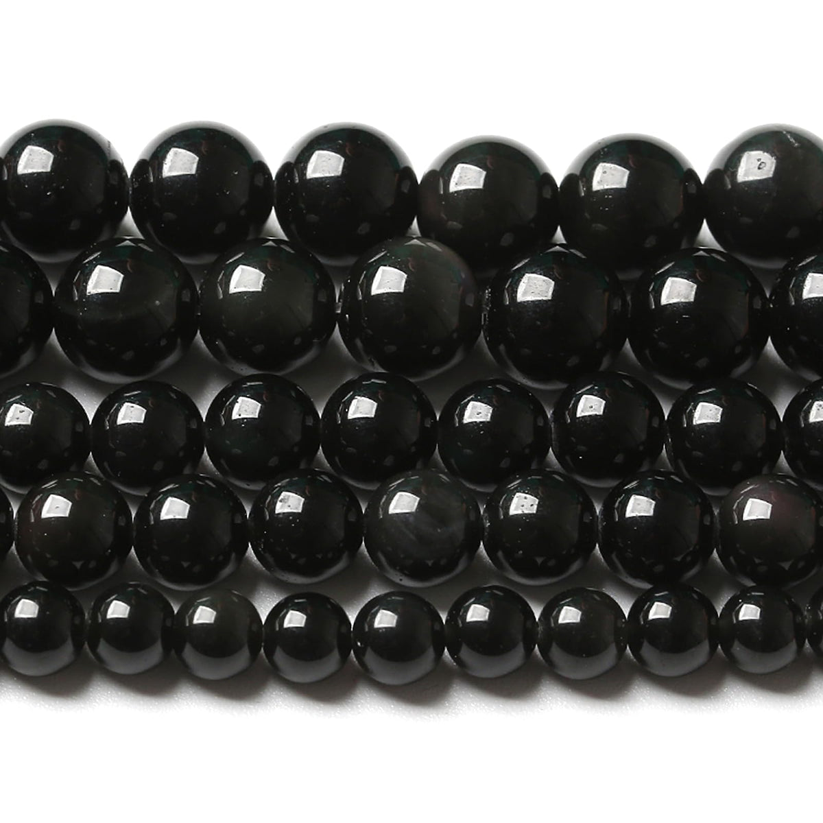 10MM 72pcs Natural Black Obsidian Stone Energy Healing Beads Round Loose Beads for Jewelry Making Bracelet 2 Strands 32"