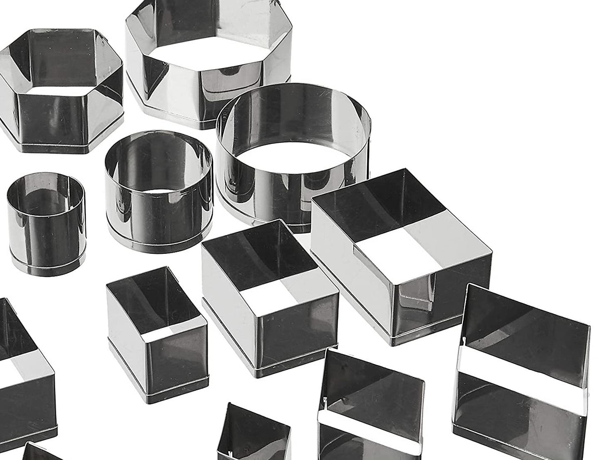 Ateco Plain Edge Geometric Shapes Cutters in Graduated Sizes, Stainless Steel, 24 Pc Set