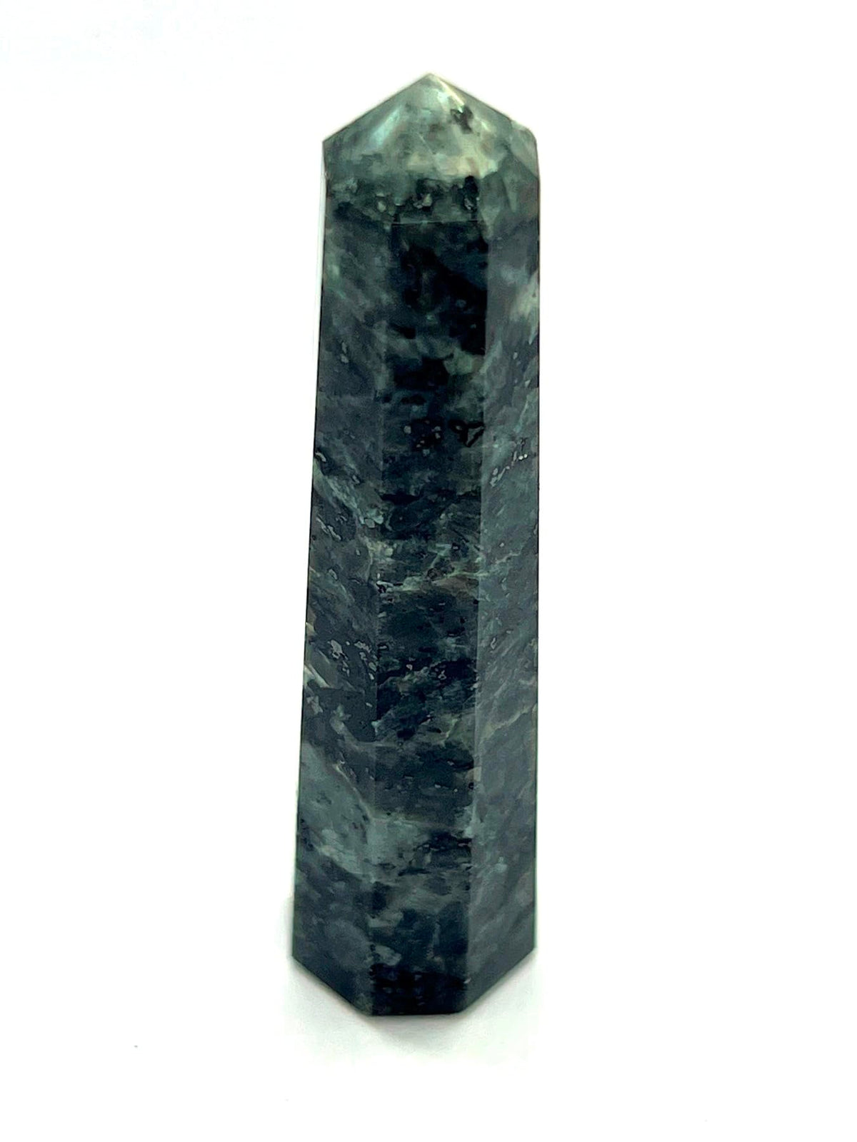 WholesaleGemShop 3 Inch Gemstones LARVIKITE Obelisk Tower Jumbo Facet Aura Rock Crystal Natural Polished Earth Wand Spirit