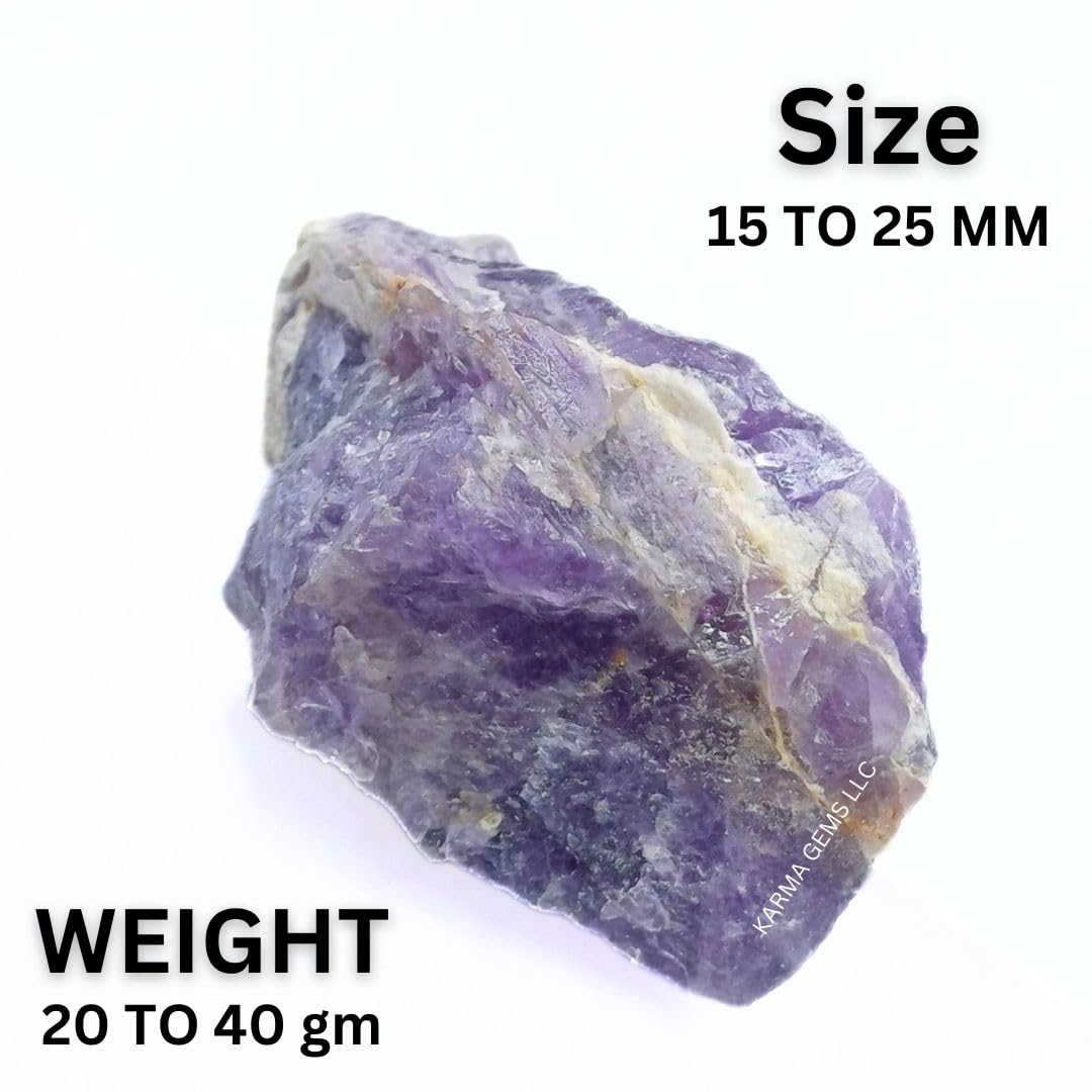 Karma Gems 5 Pcs Rough Amethyst Crystals - Raw Tumbling Rocks and Collections for Kids - Cool Agate Crystal and Healing Stones - Natural Energy Chakra Healing Gemstones - Meditation and Reiki Stones