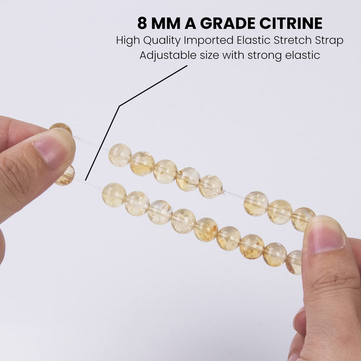 BOGDAN Handmade Natural Citrine Crystal Bracelet Chakra Healing Crystals Gemstone Beaded Stretch Yoga Bracelet 8mm Attract Wealth and Prosperity, Success, and all Good Things (Yellow)