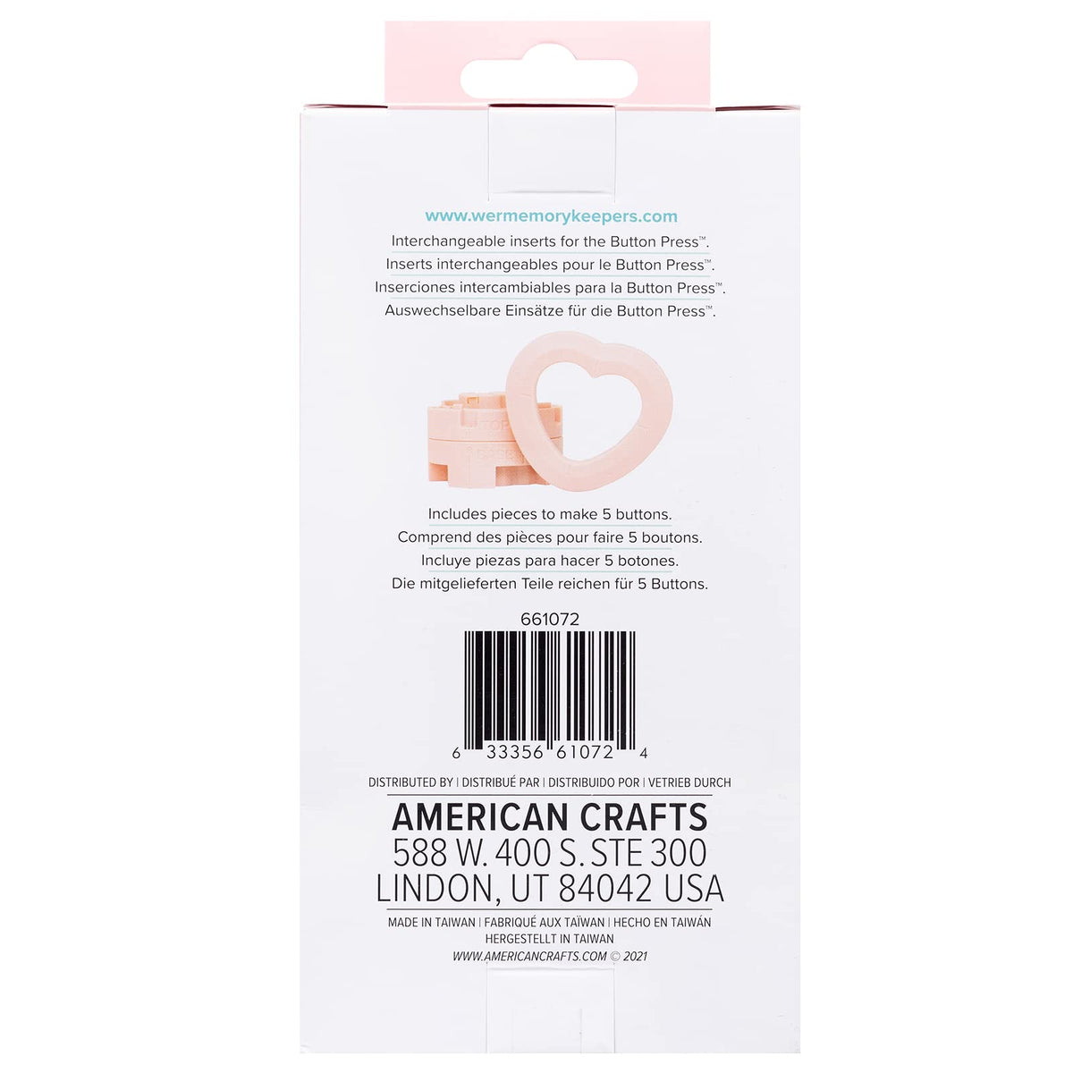 We R Memory Keepers Button Press Inserts-Heart