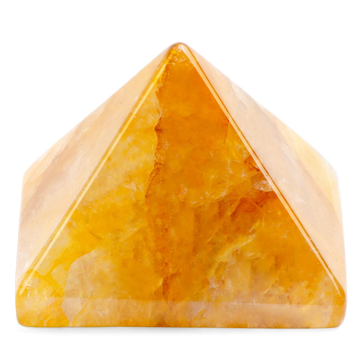 Hxswkk Crystal Pyramid 1.6" Golden Healer Orgone Pyramid for Positive Energy Success Yellow Hematoid Quartz Healing Chakra Stone - Reiki, Chakra, Anti-stress Handmade Spiritual Gift Citrine