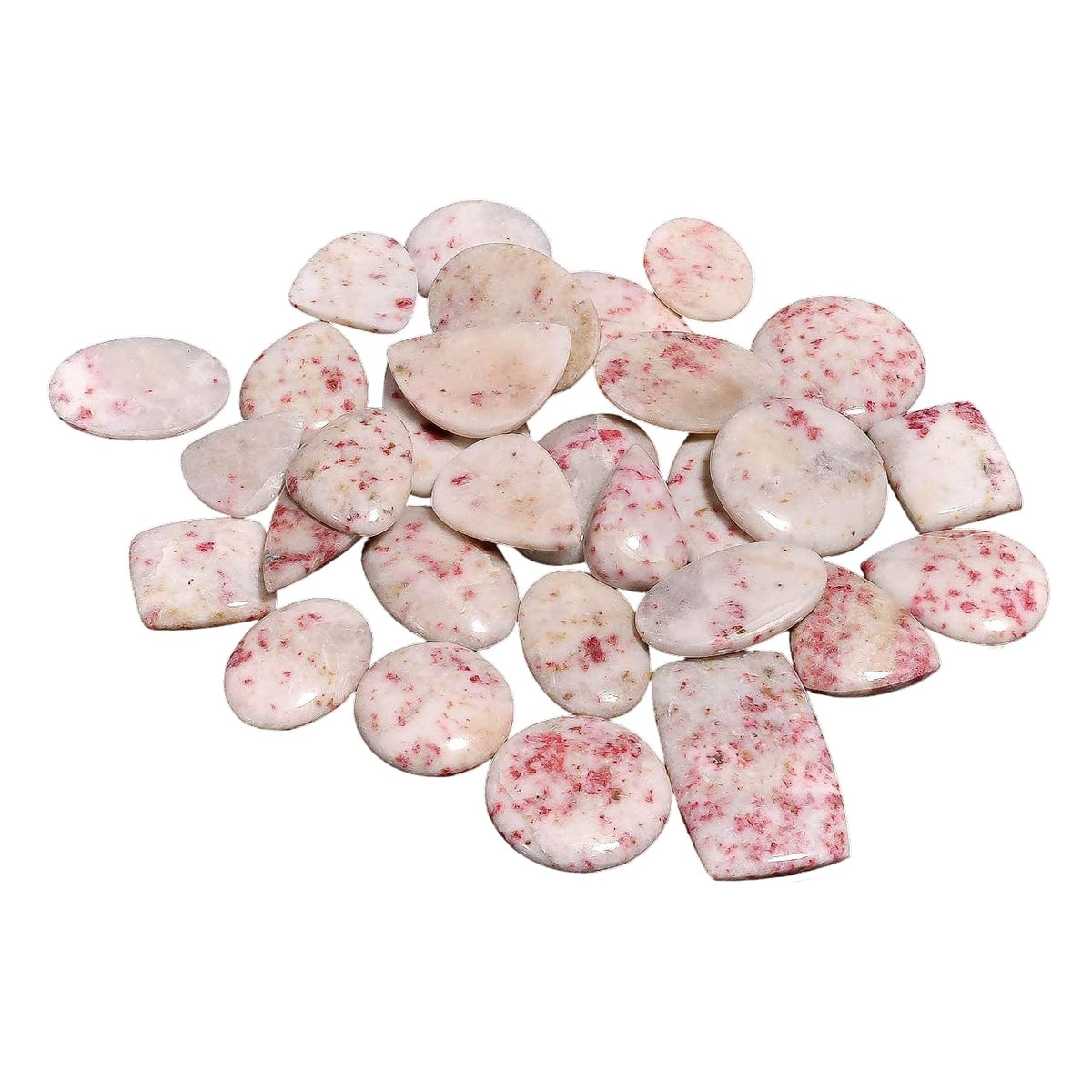 GEMKORA 5pcs Natural Cinnabar Gemstone Wholesale Cabochons Lot, Jewelry Making Loose Gemstone, Polished Home Decor Specimen, DIY, Wire Wrapping, Reiki, Healing Crystals, Bulk Gemstone Deal