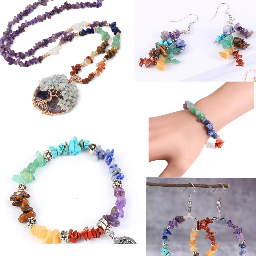 Natural Chip Stone Beads Sunstone 5-8mm About 400 Pieces Irregular Gemstones Healing Crystal Loose Rocks Bead Hole Drilled DIY for Bracelet Jewelry Making Crafting (5-8mm, Sunstone)