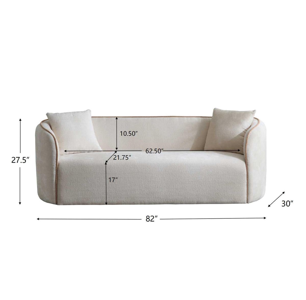 Christopher Knight Home Audie Modern Minimalist Living Room Boucle Fabric Upholstered 3-Seater Sofa, Ergonomic Curved Lounge Couch Seating, Soft Padded Cushion,Wooden Frame,Bedroom/Home Office,Beige