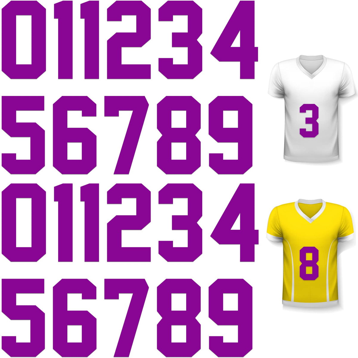 Zonon 22 Pieces Iron on Numbers T Shirt Heat Transfer 0 to 9 Jersey Numbers for Team Uniform Sports(Purple,8 Inch)