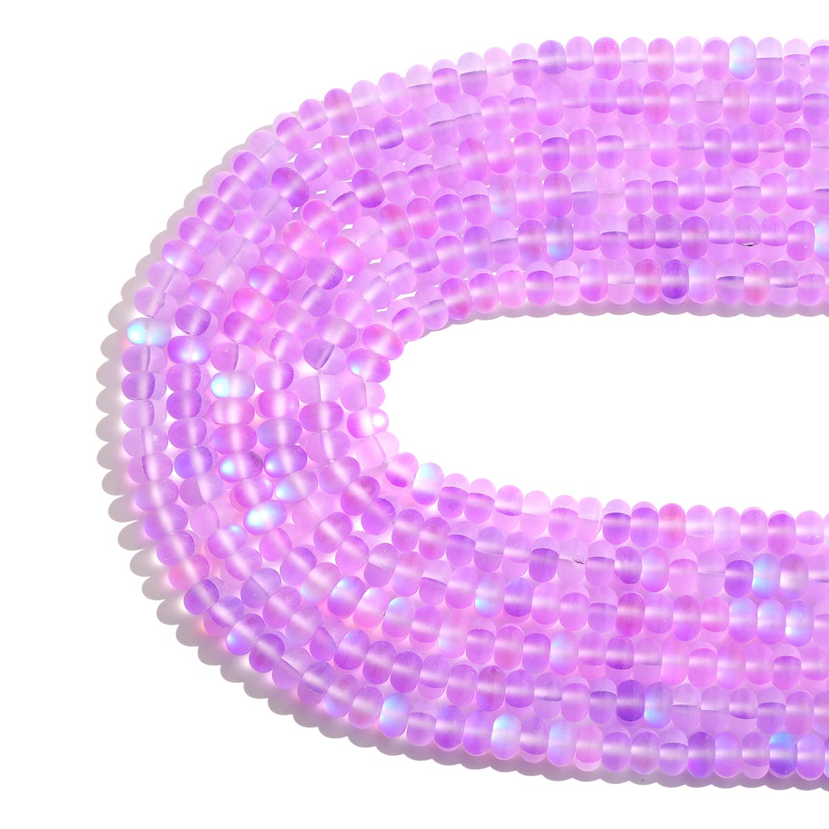 4×6mm Purple Matte Aurora Crystal Glass Beads Loose Rondelle Disc Beads Frosted Moonstone for Jewelry Making