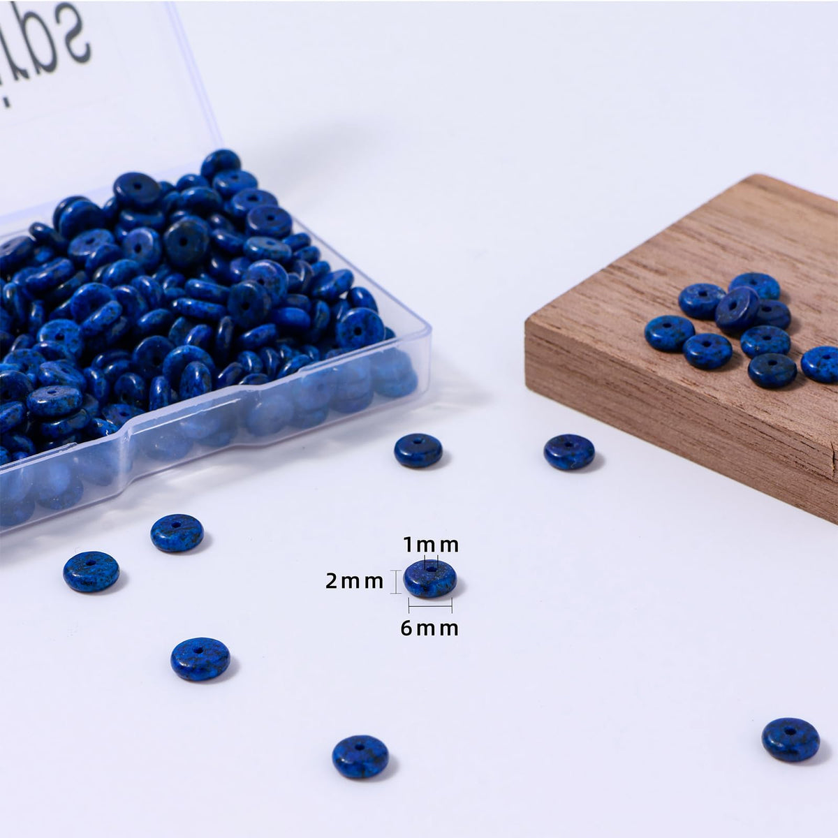 Natural Lapis Lazuli Disk Stone Spacer Beads 6x2mm 38cm/str Flat Rondelle Loose Semi Gemstone Caps for Making Bracelets Necklace