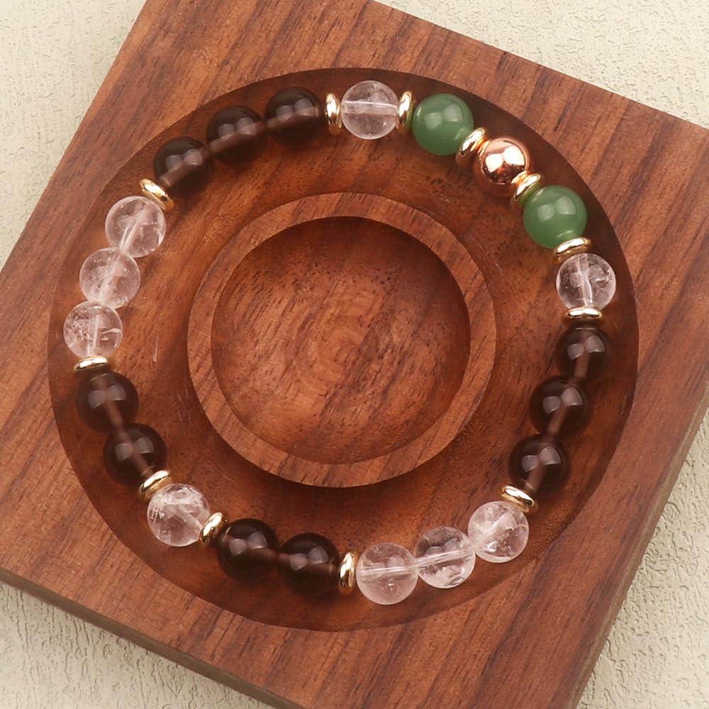 KSQS Healing Stone Bead Bracelet for Women, Natural Gemstones Balance Protection Bracelet, Spiritual Crystal Beads Bracelet Anxiety Relief with Meaning Card(#25)
