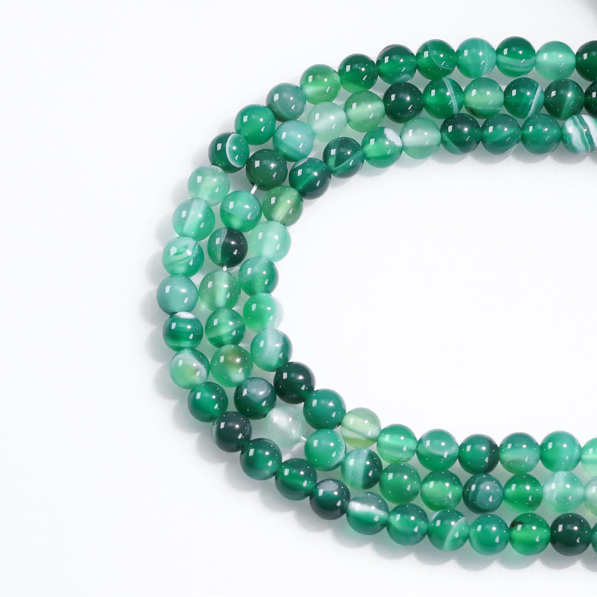 Natural Gemstone Round Loose Beads for Jewelry Making DIY Crystal Energy Healing 1 Strand 15" (Green Stripe Agatre, 4mm (15"/Strand))