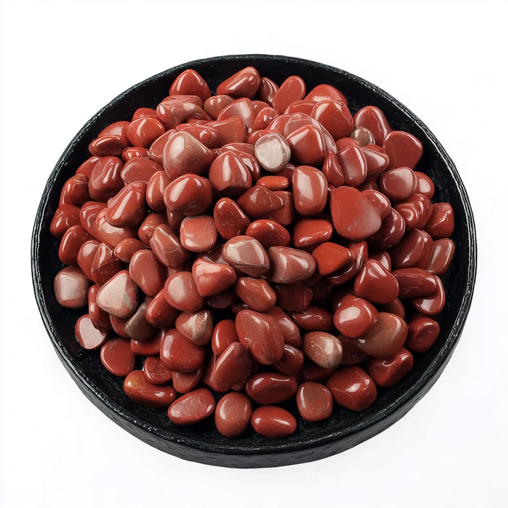 SigMntun Polished Red Jasper Crystal Chips Set, 0.4", 128 Pcs - Handpicked Tumbled Stones and Crystals Bulk for Healing, Reiki, Meditation, Witchcraft and Home Decor