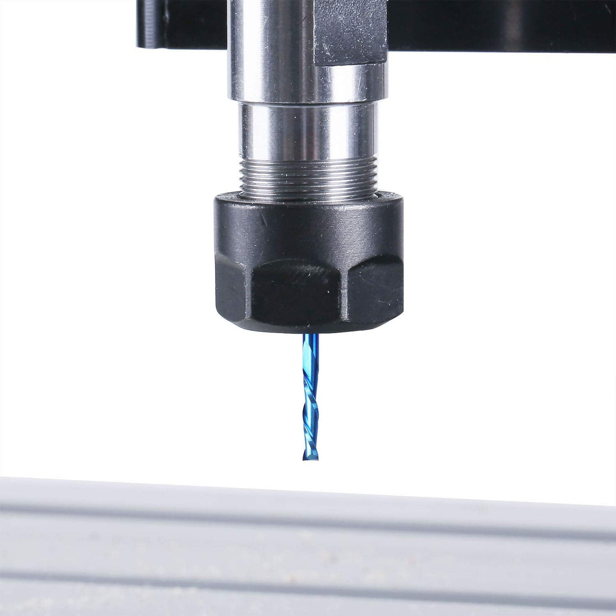 SainSmart Genmitsu 10Pcs Nano Blue Coat Flat Nose End Mill CNC Router Bits, 1/8" Shank Spiral Upcut 2 Flute End Mill Set (3.175 x 17 x 38mm)