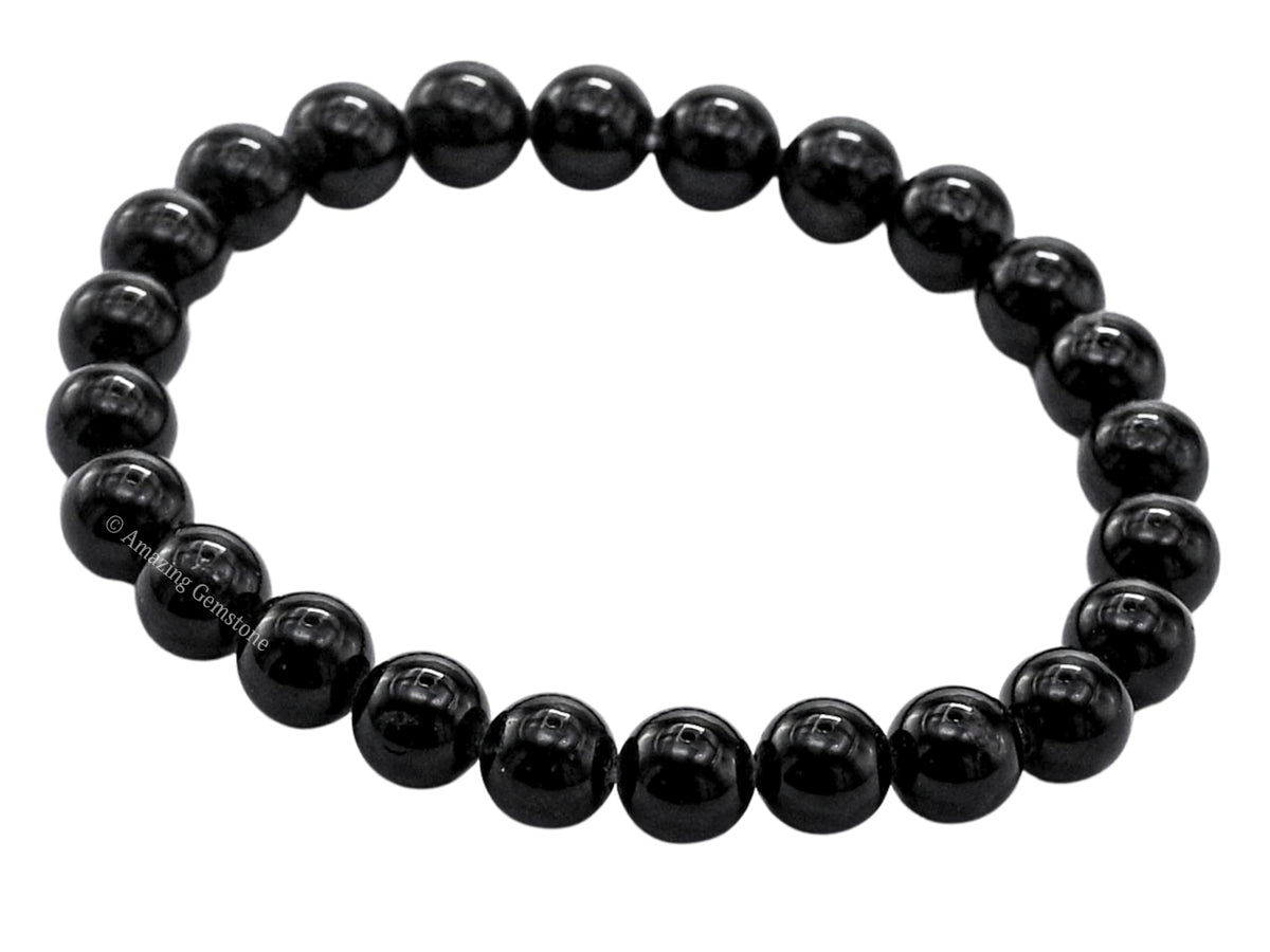 Amazing Gemstone Black Tourmaline Bracelet for Women Men's Gifts - Protection Healing Crystal Bracelet - 8mm Beaded Stretchable Bracelet Pulseras Para Hombres Mujer Stocking Stuffers (Regular)