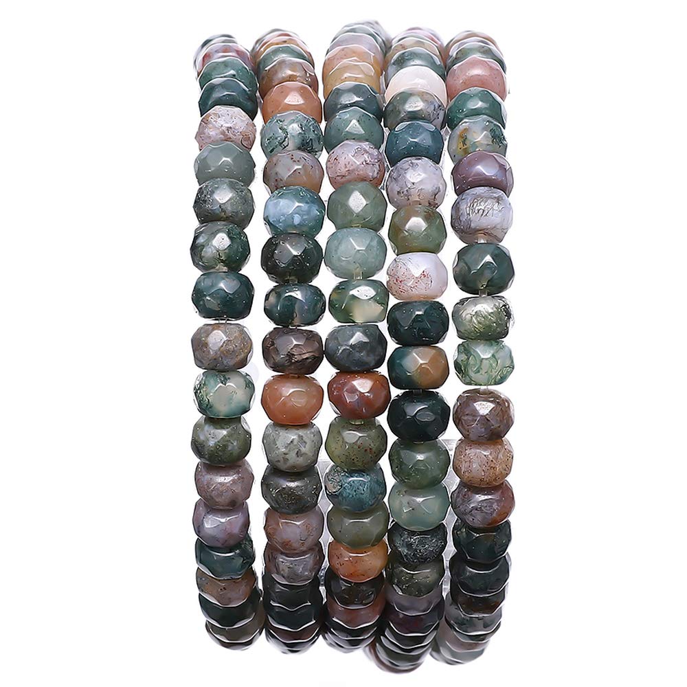 BEADIA Faceted Natural India Agate Stone Rondelle 4x6mm Loose Semi Gemstone Beads for Jewelry Making 38cm