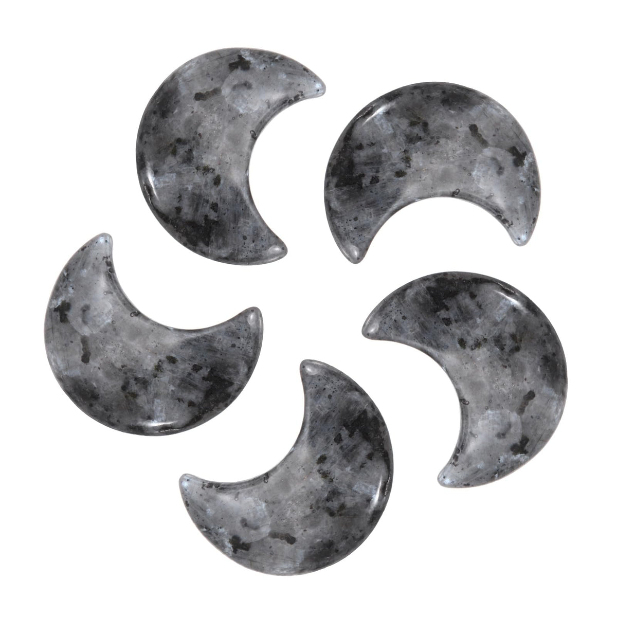 MECCANIXITY 5 Pcs Moon Crystal Worry Stone, 1.2 Inch Length Natural Labradorite Moon Gemstone Bulk, Carved Pocket Stones for Meditation Balancing Pendant Decor