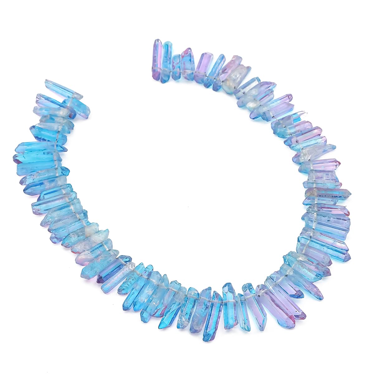 BEADIA Dark Blue/Purple Titanium Coated Crystal Quartz Spike Point Stick Beads Rough 1.0"-1.5" for Jewelry Making 15 Inch/Strand