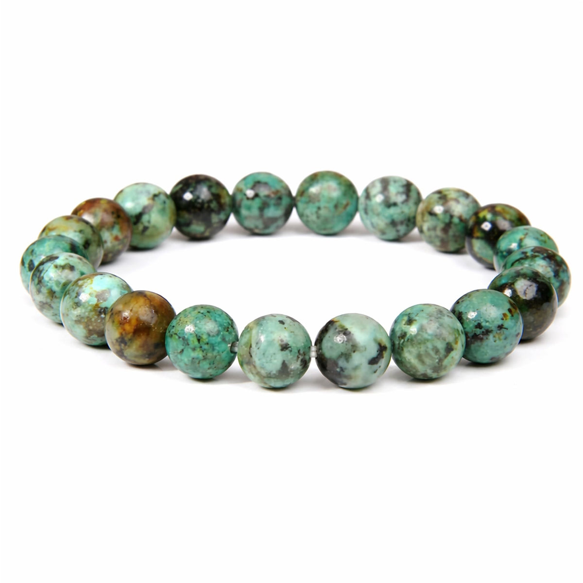 Elm City Direct 8mm Natural Stone Beaded Bracelet – Unisex Crystal Stretch Bracelets for Men & Women, Chakra & Healing Jewelry, Gift-Ready Beaded Bracelets (African Turquoise, 8mm)
