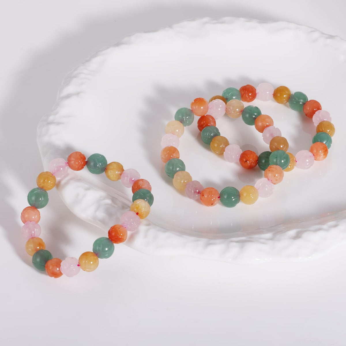 Handmade Natural Jade Beaded Bracelet for Women & Men – Genuine Green/White Jade Gemstone Stretch Bracelet – Lucky Energy Healing Jewelry Gift for Peace, Prosperity & Protection ST-05