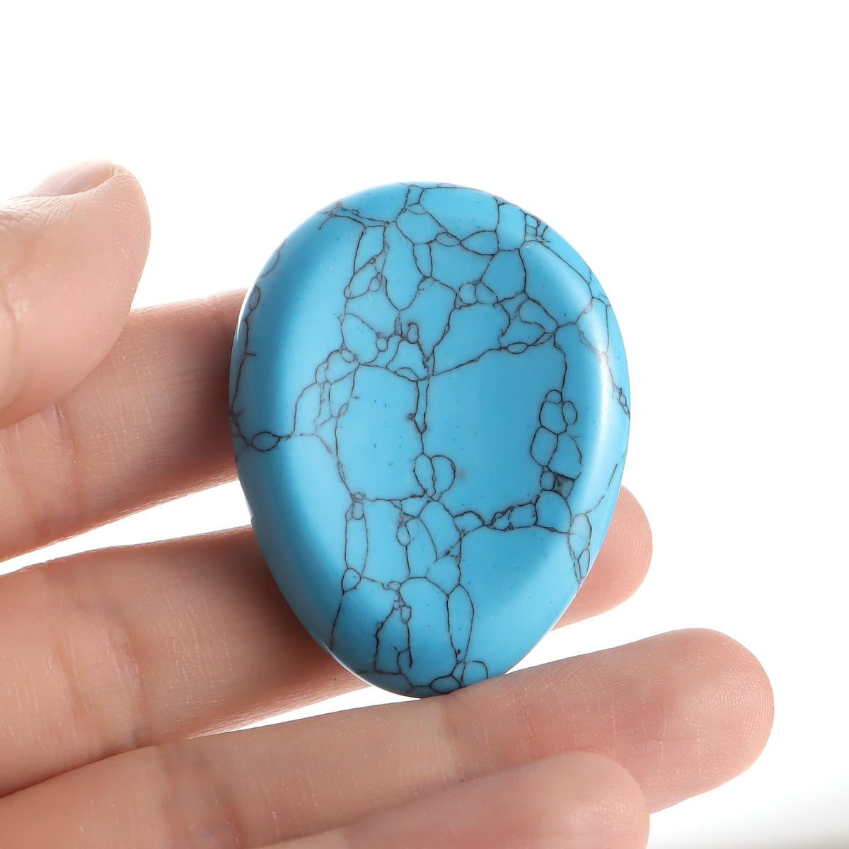 Artistone Turquoise Crystal Chakra Thumb Worry Stone Teardrop Reiki Healing Stone Pocket Palm Stones for Anxiety Stress Relief Meditation