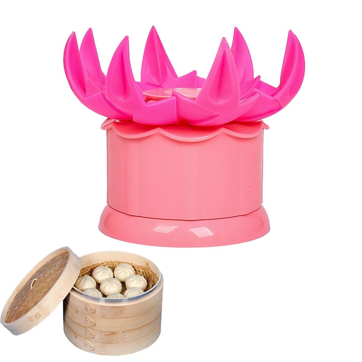 MGGi Large 2.36" Baozi Maker, Plastic Baozi Dumpling Molds, Bun Making Mould DIY Pastry Pie Steamed Stuffed Bun Tool, Bao Bun Moulds, Meat Bun Press Making -for Chinese Baozi, Steamed Bun - Pink