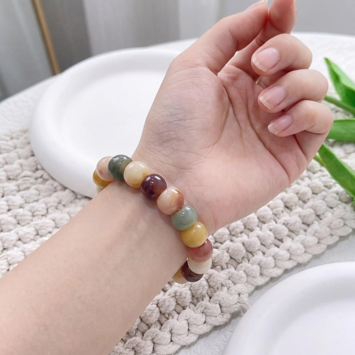 Zaquki Fidget Bracelet Natural Bodhi Beaded Bracelets Anxiety Relief Items Healing Energy Protection Stretch Bracelet Spiritual Jewelry Gift for Women Men