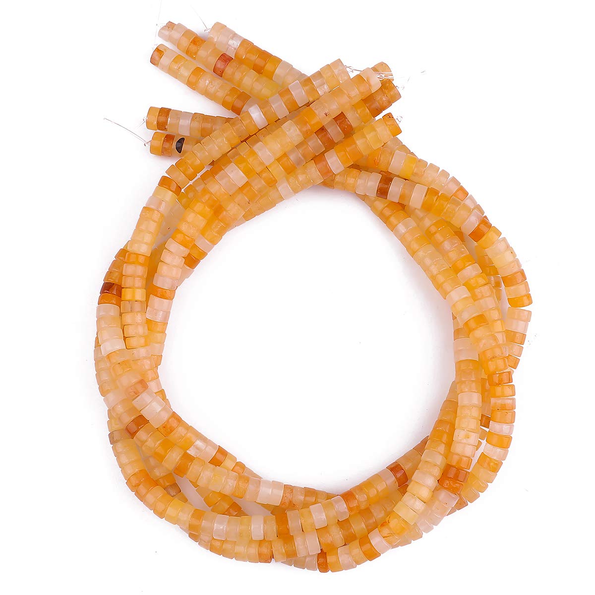 BEADIA Natural Yellow Jade Spacer Beads Caps Loose Semi Gemstone for Beading Jewelry Making 6mmx3mm 38cm