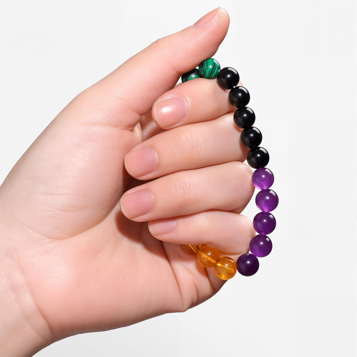 Risyfjew Natural Healing Crystal Bracelet for Women Healthy Bracelets Calming Jewelry Gifts Worry Stone Amethyst Tiger Eye Sodalite