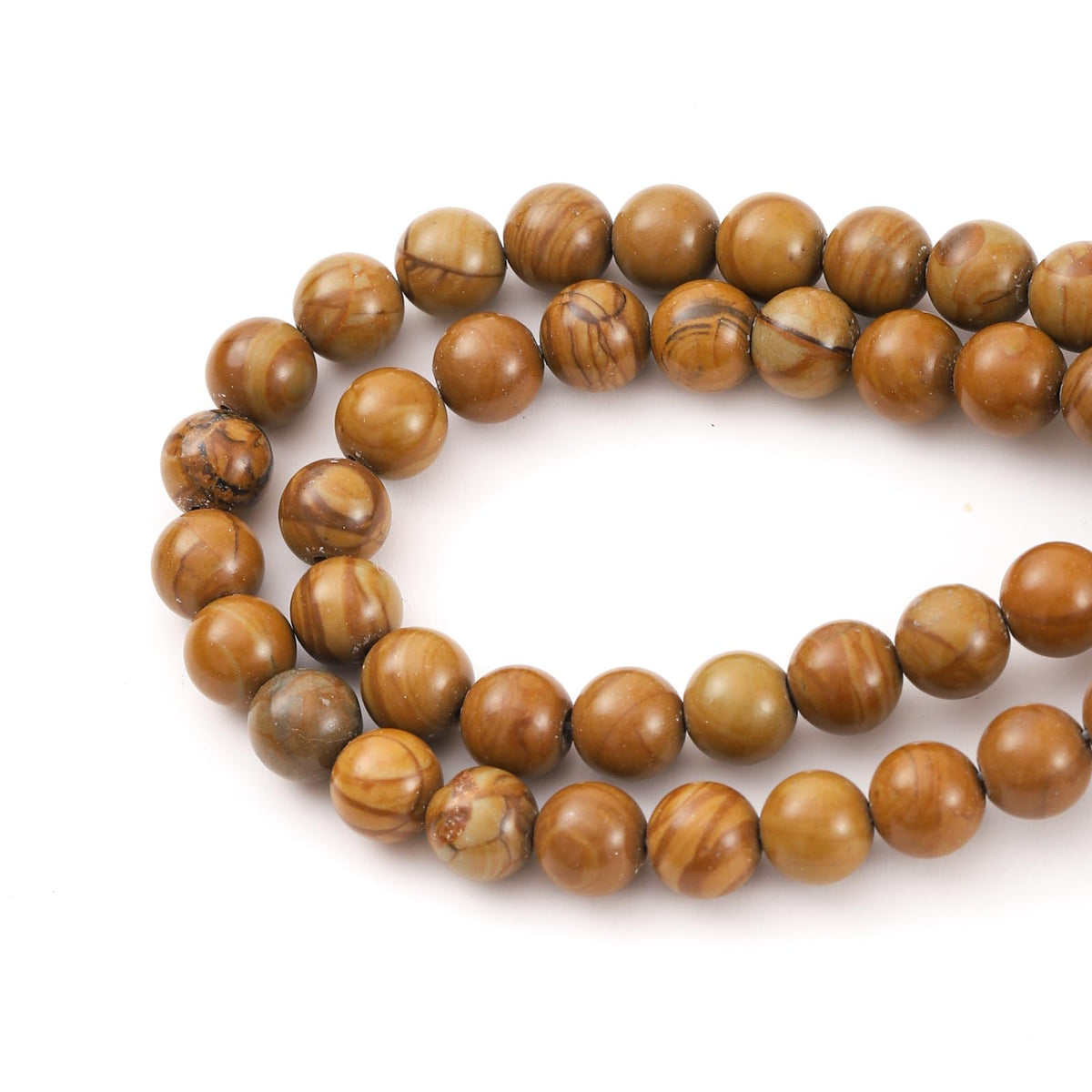 6mm 60pcs DIY Natural Woodgrain Jasper Stone Beads Round Healing Crystal Gemstone Loose Beads for Jewelry Making Handmade Bracelet Necklace