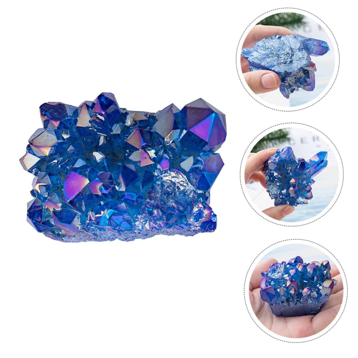 IMIKEYA 2pcs Sapphire Cluster Blue Crystal Stones Geode Specimen Drusy Geode Aquarium Crystal Stone Crystal Sculpture Spiritual Blue Healing Tumbled Gem Clusters Amethyst Cluster Mineral
