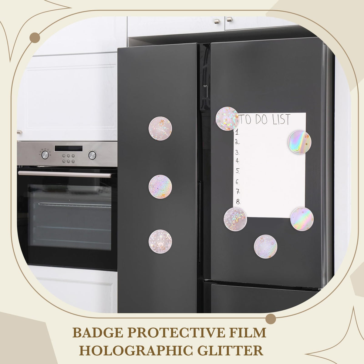 200 Pcs Badge Protective Film 70mm (2.76 in), 8 Styles of Holographic Glitter, Badge Film for 2.25 Inch 58mm Button Maker Machine, 58mm Button Making Supplies