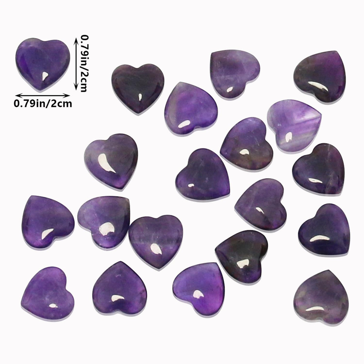 Namzi 20 Packs of Tumbled Polished Natural Amethyst Stones and Crystals Heart Stones, Crystals and Healing Stones Quartz Bulk for Wicca, Reiki, Healing Energy, Chakra Stones, Witchcraft Supplies