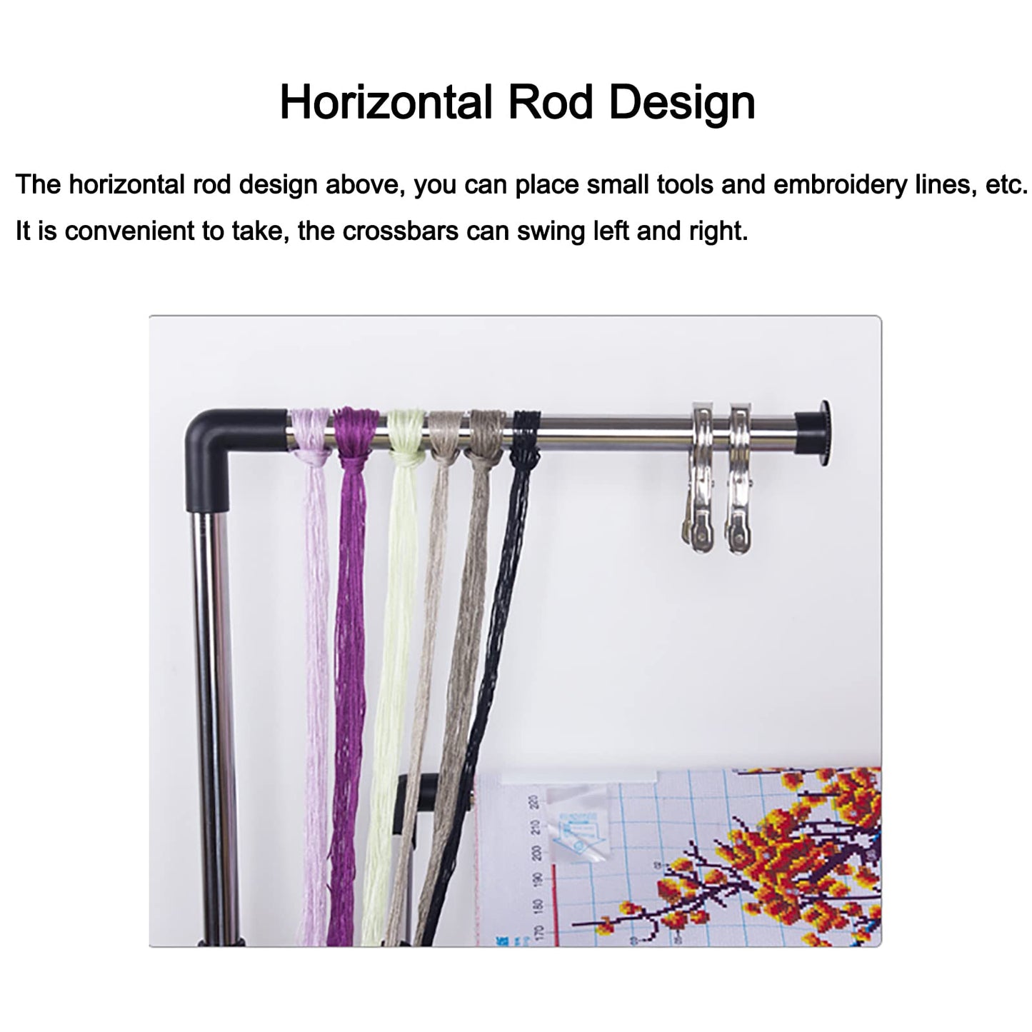 Adjustable Embroidery Stand - Needlework Floor Frame for Cross Stitch Craft, Height Adjustable Lap Table for Art & Sewing Holder, Standing Embroidery Tool for Increa