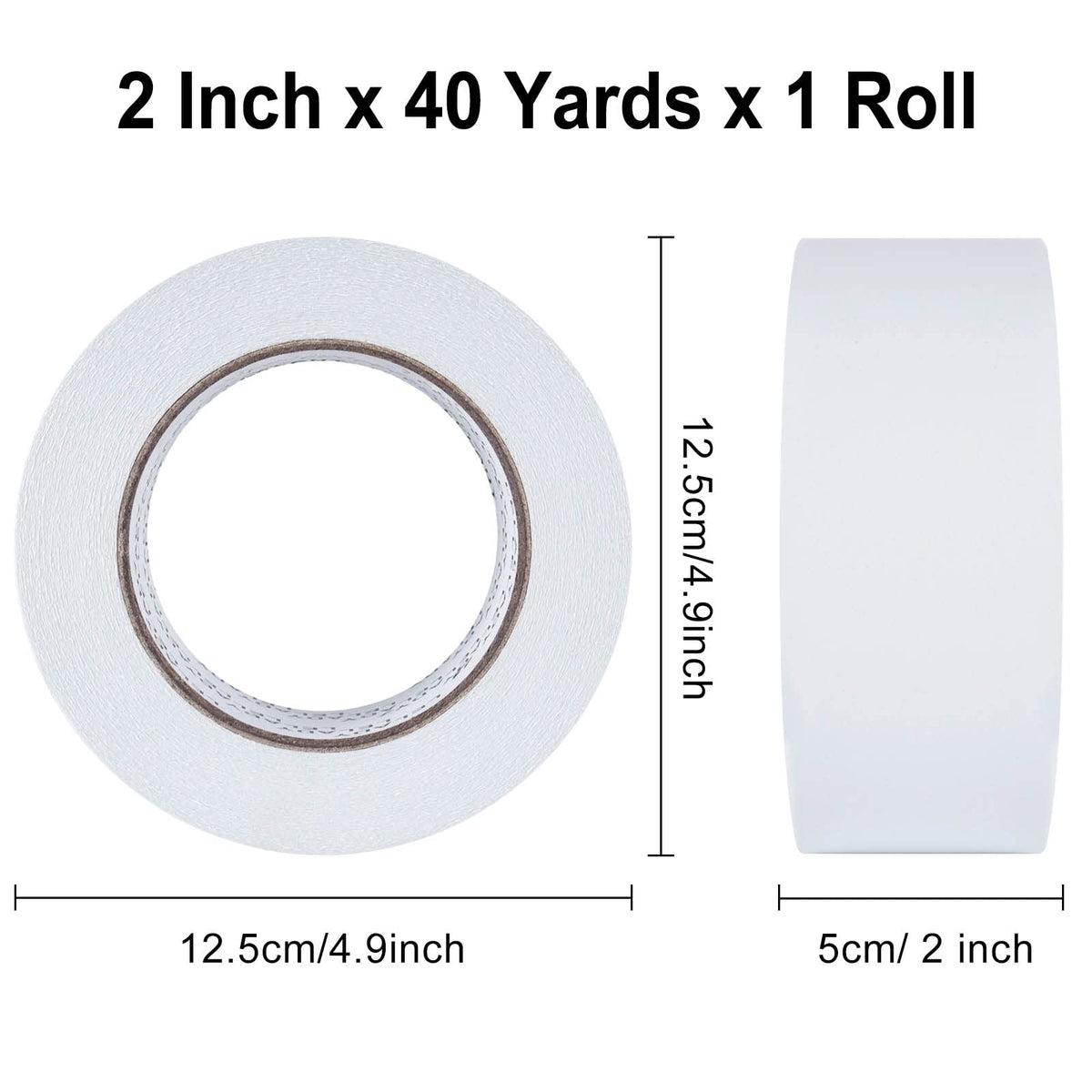 LELADY Double Sided Tape 2 Inch x 40 Yards- 1 Roll Double-Sided Adhesive Sticky Tape, High Adhesive Double-Sided Tape, for Arts, Crafts, Office School Stationery Supplies