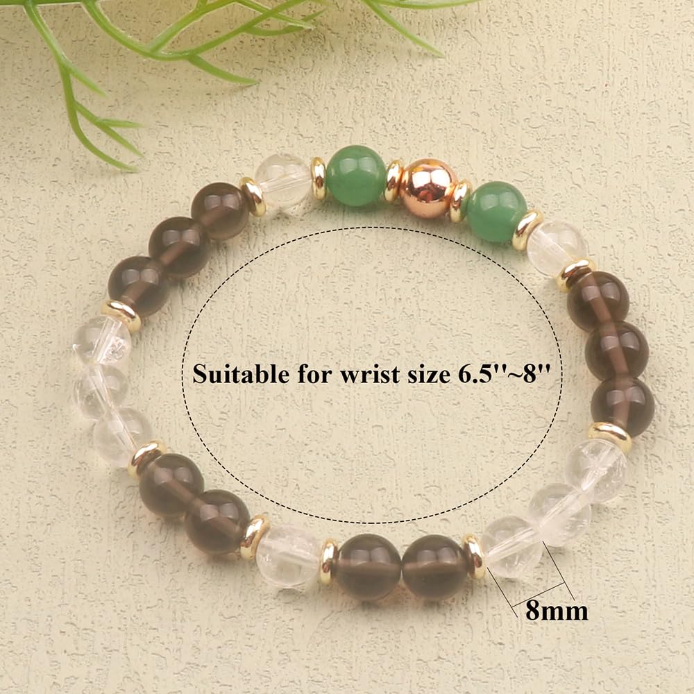 KSQS Healing Stone Bead Bracelet for Women, Natural Gemstones Balance Protection Bracelet, Spiritual Crystal Beads Bracelet Anxiety Relief with Meaning Card(#25)