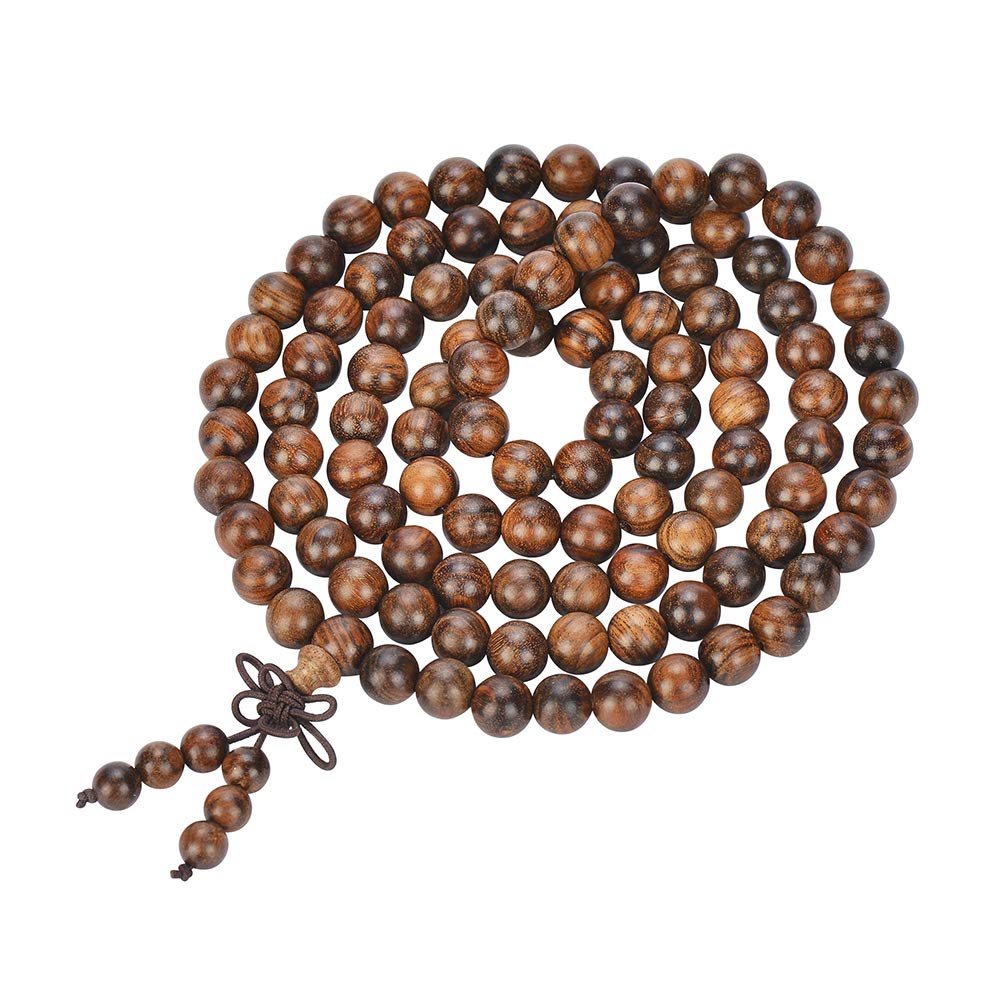 anzhongli Mala Beads Bracelet 108 8mm Beaded Bracelet Sandalwood Elastic