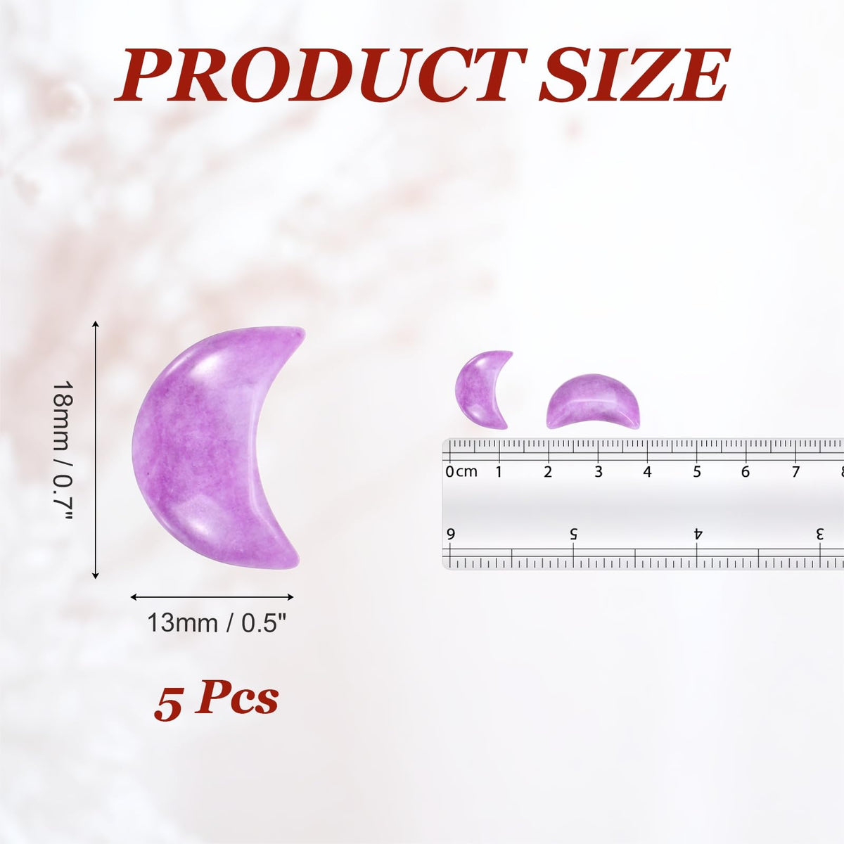 MECCANIXITY 5 Pcs Moon Crystal Worry Stone, 0.5 Inch Length Natural Purple Lepidolite Moon Gemstone Bulk, Carved Pocket Stones for Meditation Balancing Pendant Decor