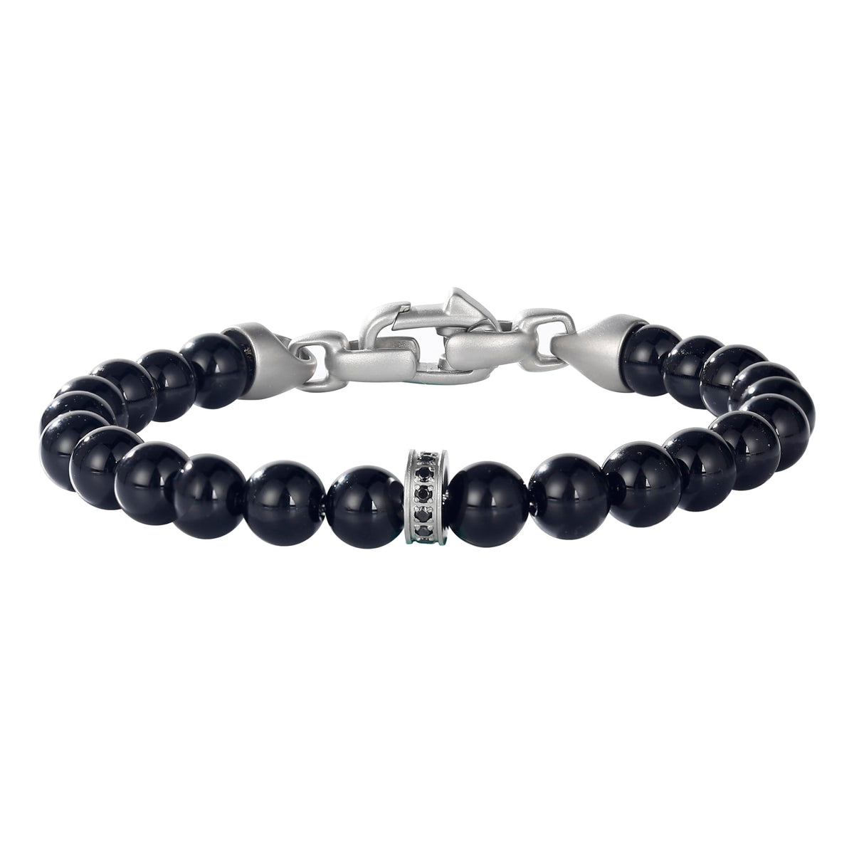 GTMJ Black Onyx Bracelet for Women, Natural Gemstone Bead Bracelet 7.3 Inch, Healing Energy Crystal, Yoga Meditation Jewelry, Chakra Gift for Her