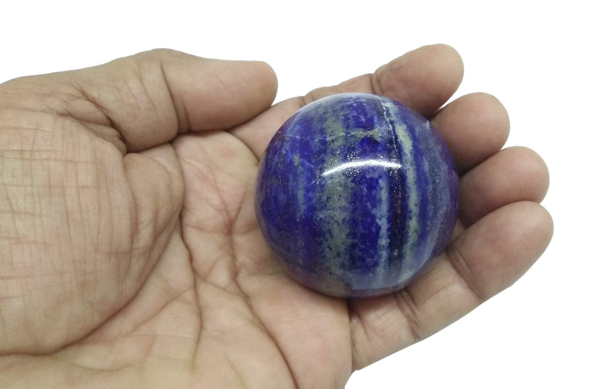 WholesaleGemShop Natural Lapis Lazuli 40-45 mm Ball Sphere Gemstone A+ Hand Carved Crystal Altar Healing Devotional Focus Spiritual Chakra Cleansing Metaphysical Gift Men Women