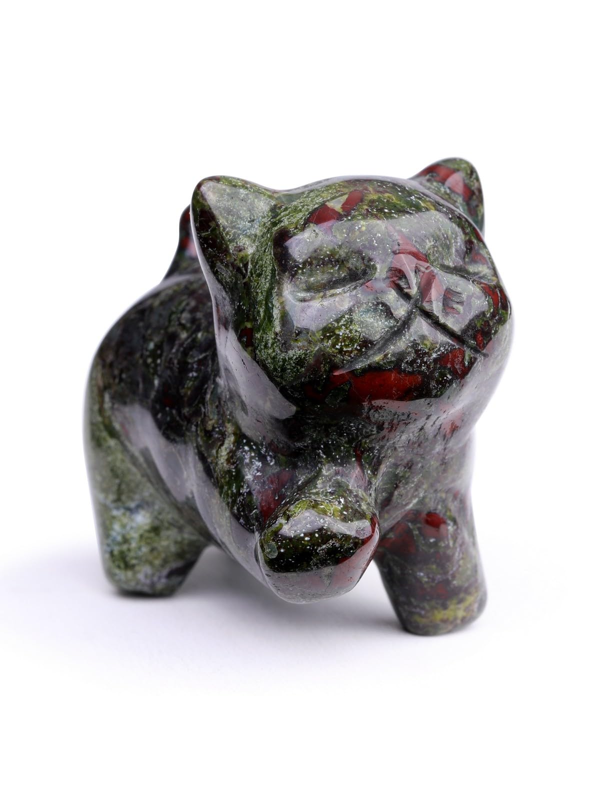 Top Plaza 1 PC Dragon Bloodstone Crystal Cute Cat Figurine Gifts Carved Healing Lucky Home Decor Natural Gemstone Cats Collectibles Pocket Sculpture for Cat Lovers